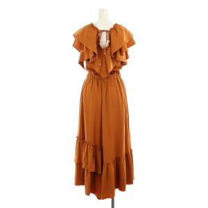 Diagram GRACE CONTINENTAL 22SS フリルニットワンピース ロング 半袖 切替 36 茶 ブラウン