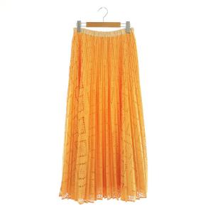 23SS キカレース プリーツ スカート ロング 36 オレンジ