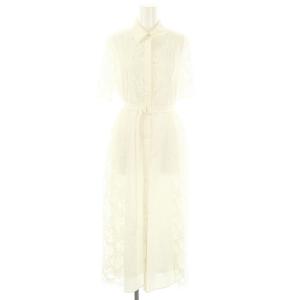 23SS コードレースコンビシャツワンピース ロング マキシ 半袖 38 白 ホワイト