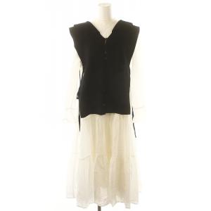 アメリ AMERI 22SS COLLAR KNIT VEST WITH DRESS ドレス ワンピース ロング 長袖 M
