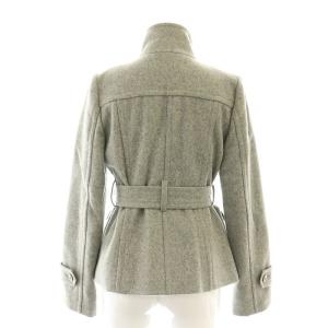 BURBERRY LONDON ジャケット ウール アンゴラ混 裏地ノバチェック 比翼ボタン ベルト付き 38 グレー