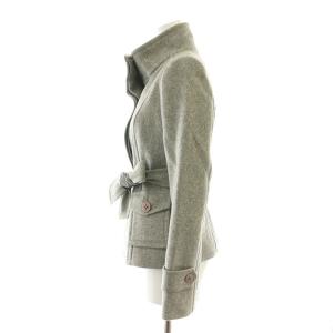 BURBERRY LONDON ジャケット ウール アンゴラ混 裏地ノバチェック 比翼ボタン ベルト付き 38 グレー