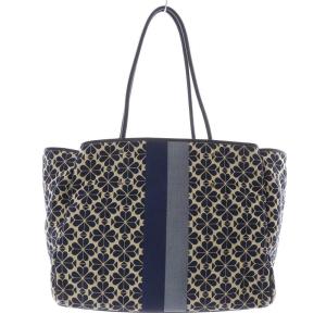kate spade new york フラワー ジャガード ストライプ エブリシング ラージ トートバッグ 紺 ネイビー アイボリー