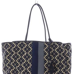 kate spade new york フラワー ジャガード ストライプ エブリシング ラージ トートバッグ 紺 ネイビー アイボリー