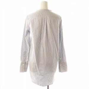 MADISONBLUE 24SS NO COLLAR LONG SH OX STRIPE シャツ 長袖 ストライプ 01 青 白 ブルー ホワイト