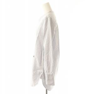 MADISONBLUE 24SS NO COLLAR LONG SH OX STRIPE シャツ 長袖 ストライプ 01 青 白 ブルー ホワイト