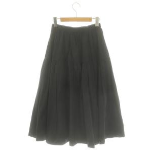 ANAYI 22SS タフタティアードギャザースカート フレアスカート ロング 36 黒 ブラック ブルーグレー /ES