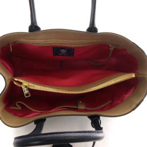 A.D.M.J. トートバッグ ハンドバッグ バイカラー レザー カーキ 紺 ネイビー