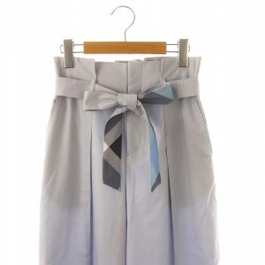 BLUE LABEL CRESTBRIDGE サイロスパンクリアツイルワイドパンツ センターシーム タック 36 水色 ライトブルー