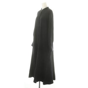 Plage FlareHemSH ワンピース ロング 長袖 バンドカラー リネン混 36 黒 ブラック