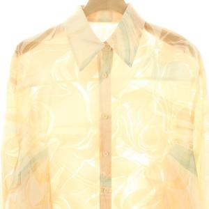 Ameri VINTAGE MEDI MANON SHIRT シャツ 総柄 長袖 F ベージュ ブルーグリーン