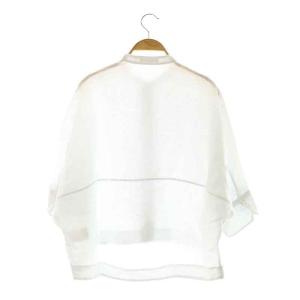 MACPHEE 24SS リネンシャーティング クロップドシャツ 七分袖 バンドカラー 比翼ボタン ドルマンスリーブ 36