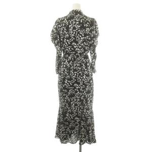 SNIDEL 23AW Sustainable ボウタイバリエワンピース ロング 七分袖 0 黒 白 ブラック ホワイト