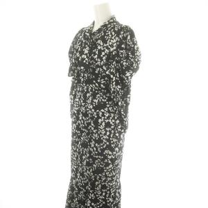 SNIDEL 23AW Sustainable ボウタイバリエワンピース ロング 七分袖 0 黒 白 ブラック ホワイト