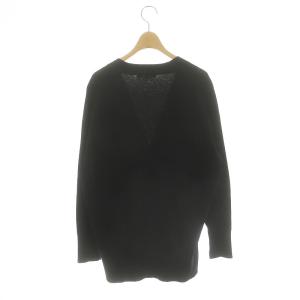 23区 22SS テンセルストレッチ Vネック カーディガン 長袖 フロントボタン 38 M 黒 ブラック