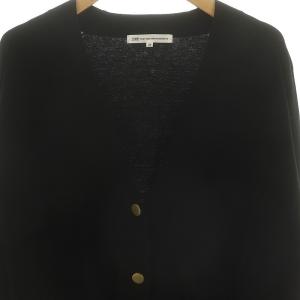 23区 22SS テンセルストレッチ Vネック カーディガン 長袖 フロントボタン 38 M 黒 ブラック