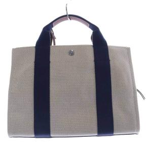 TORY BURCH TWILL SMALL TORY TOTE ショルダーバッグ ハンドバッグ 2way べージュ 紺 ネイビー