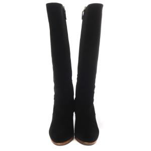 FENDI ロゴ スエード ウェッジソール ロングブーツ 36.5 23.5cm 黒 ブラック