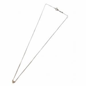 AHKAH ハートパヴェ ネックレス K18WG ダイヤ0.05ct 1.29g