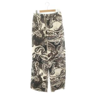 24SS ペイズリープリントイージーパンツ 38 黒 ブラック 白 ホワイト /MF OS