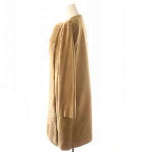 GRACE CONTINENTAL ボリュームファー付きコート ノーカラーコート アウター ロング フォックスファー 36 キャメル /ES