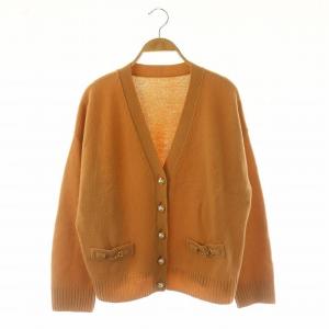 エコパールボタンニットカーディガン カシミヤ混 長袖 36 ベージュ