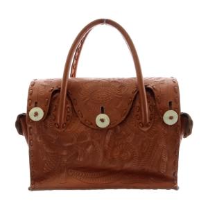 MaestraM トートバッグ カッティング レザー 茶 ブラウン /AK6