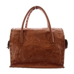 CARVING TRIBES MaestraM トートバッグ カッティング レザー 茶 ブラウン /AK6