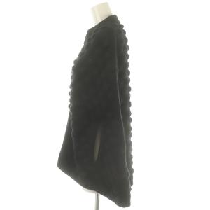 PRADA カシミヤ混 ジップアップ ニットポンチョ 44 黒 ブラック