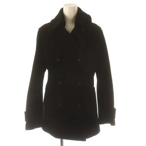 ウール ショートコート Pコート ピーコート アウター ミドル丈 36 黒 ブラック