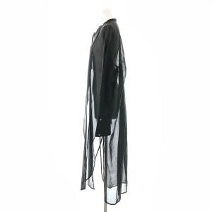 ENFOLD シアー ツイル ロングシャツ 長袖 ノーカラー 38 黒 ブラック
