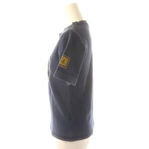 HYSTERIC GLAMOUR プリント カットソー ロゴ 半袖 F 紺 ネイビー マルチカラー