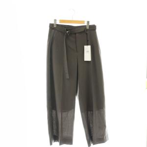 24SS Suiting Pants ワイドパンツ サイドライン ベルト付き 2 ダークブラウン グレー