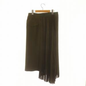 sacai プリーツ スカート アシンメトリー ロング 2 ブラウンカーキ /DF OS