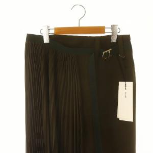 sacai プリーツ スカート アシンメトリー ロング 2 ブラウンカーキ /DF OS