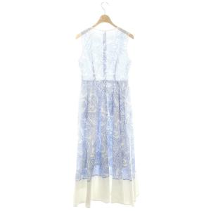 OBLI ペイズリーワンピース ロング ノースリーブ M 青 白ブルー ホワイト /ES OS SH