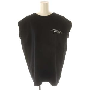 AP STUDIO取り扱い エンブロイダリーTシャツ カットソー ノースリーブ ロゴ刺繍 黒 ブラック