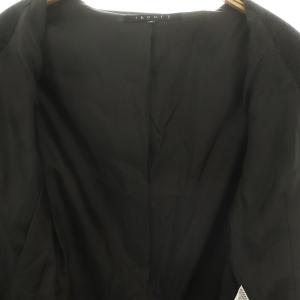 Theory ストライプロングコート アウター チェスター 総裏地 カシミヤ混 2 ダークグレー グレー