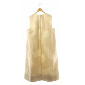 ADORE 23SS ディスチャージプリントワンピース ロング ノースリーブ Vネック リネン混 38 アイボリー