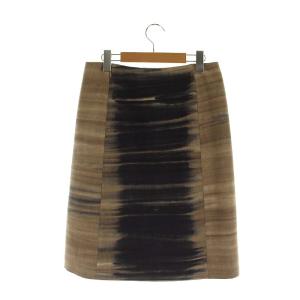 PRADA 総柄 スカート 膝丈 40 黒 ベージュ