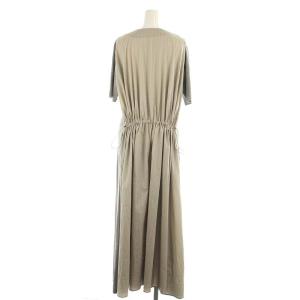 ADORE バックストライプジャージーワンピース 切替 ロング 半袖 38 グレー グレージュ