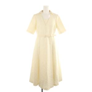 Eternal Line 2023 シルクウールベルト付きフレア ワンピース ロング マキシ丈 五分袖