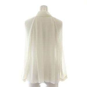 TOMORROWLAND ポリエステルシフォンプリーツボウタイブラウス 長袖 プルオーバー 36 オフホワイト