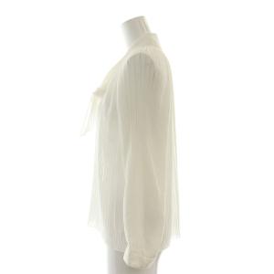 TOMORROWLAND ポリエステルシフォンプリーツボウタイブラウス 長袖 プルオーバー 36 オフホワイト