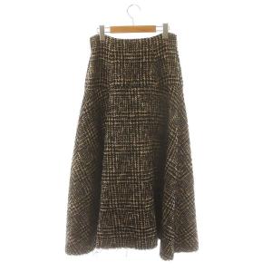 Plage 22AW Tweed Midi フレアスカート ニット ロング 38 黒 ブラック オフホワイト
