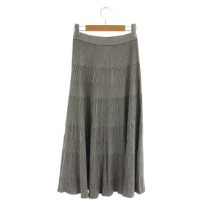 Theory PEBBLED VISCOSE STRIPING RIB SKT ニットスカート フレア ロング ストライプ P 黒 白 ブラック
