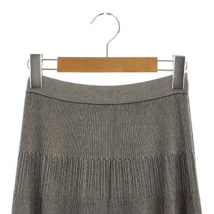 Theory PEBBLED VISCOSE STRIPING RIB SKT ニットスカート フレア ロング ストライプ P 黒 白 ブラック