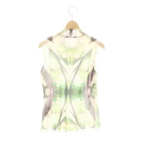 VIVIENNE TAM パワーネット ノースリーブ 蓮 カットソー メッシュ ハイネック 総柄 ストレッチ 0 緑 マルチカラー