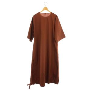 ELIN ドローストリング ヘム ドレス ワンピース ロング 七分袖 38 茶色 ブラウン /ES OS