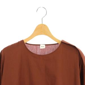 ELIN ドローストリング ヘム ドレス ワンピース ロング 七分袖 38 茶色 ブラウン /ES OS